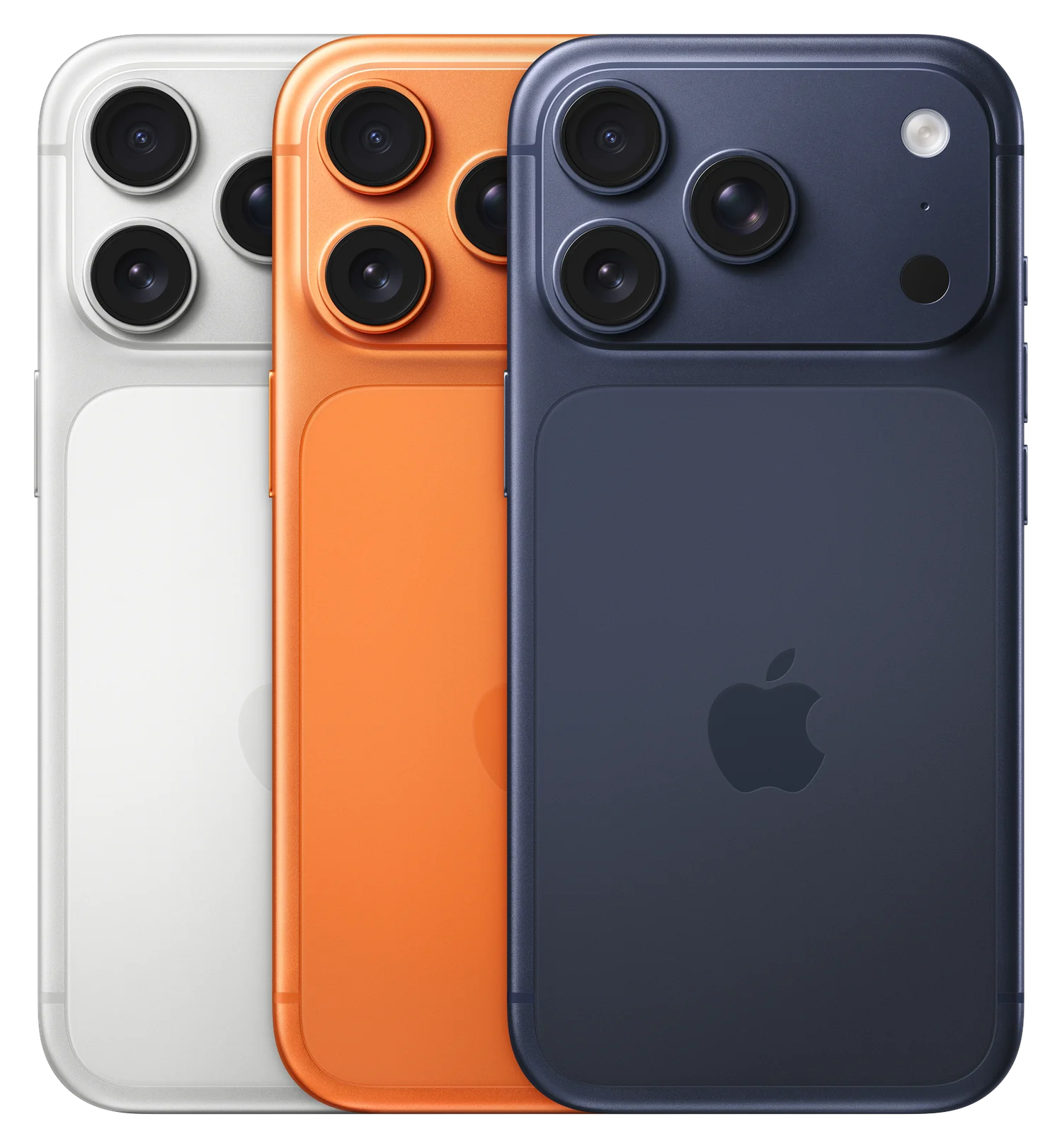 iPhone nas cores natural, laranja e azul